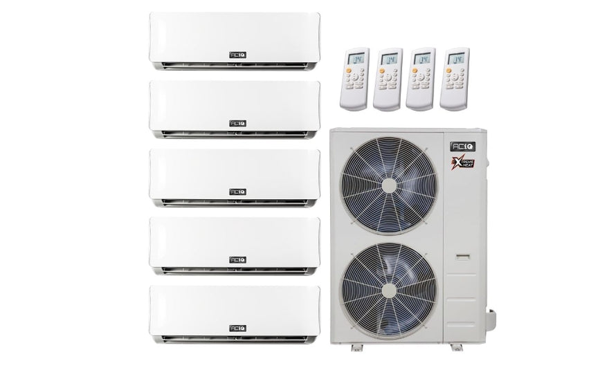 ACiQ Extreme Heat 5-Zone Mini Split System 21.8 SEER2 48,000 BTU (4 ton) Up to 5 zone Up to 2400 Sq Ft + 5 Mounts (Air Handlers)