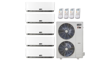 ACiQ Extreme Heat 5-Zone Mini Split System 21.8 SEER2 48,000 BTU (4 ton) Up to 5 zone Up to 2400 Sq Ft + 5 Mounts (Air Handlers)