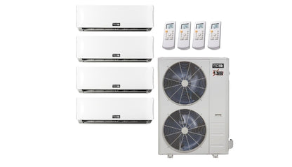 ACiQ Extreme Heat 4-Zone Mini Split System 23.9 SEER2 Condenser 36,000 BTU (3 ton) Up to 4 Zone Up to 1800 Sq Ft + 4 Mounts (Air Handlers)